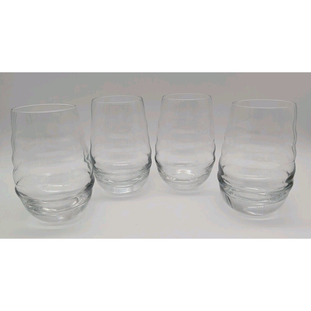 4 Pier 1 Roly Poly Glasses Wavy Heavy Base